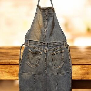 Handmade Upcycled Denim Jean Bib Apron
 with Pockets